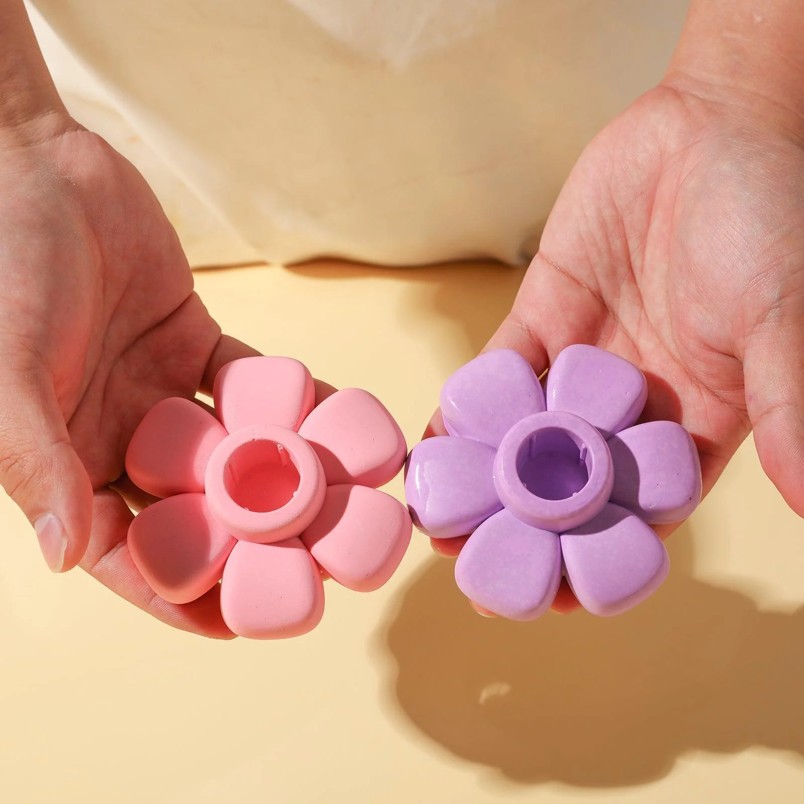 Floral Smile Face Taper Candle Holder Silicone Mold - Image 6