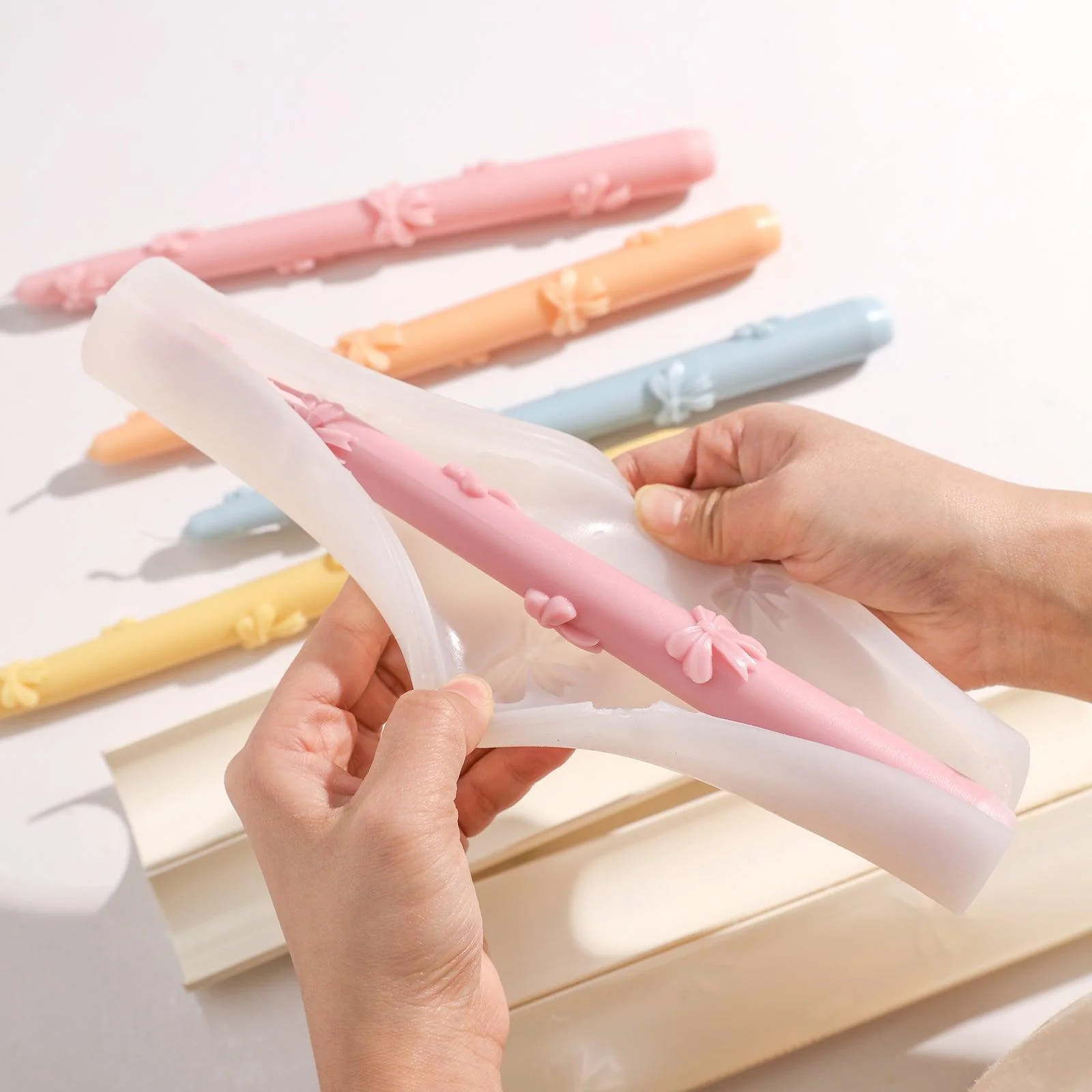 Ribbon Bow Taper Candle Silicone Mold - Image 2