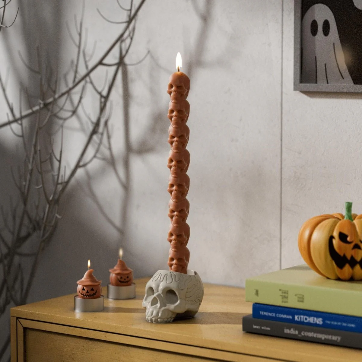 Spooky Stack Skull Taper Candle Silicone Mold - Image 5