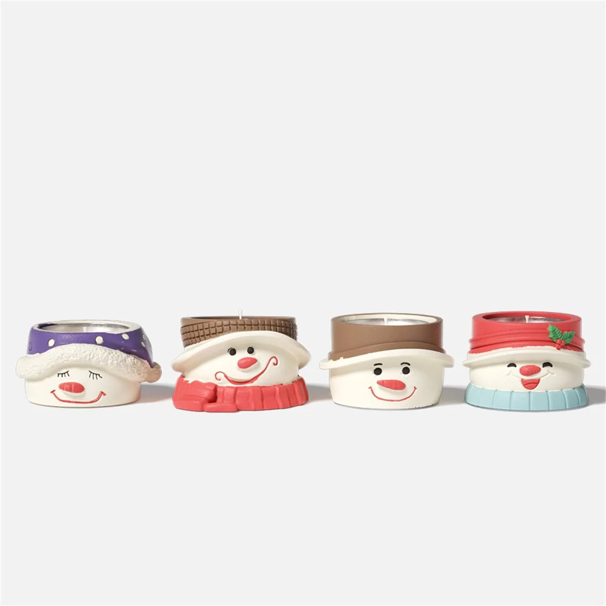 Christmas Snowman Tealight Candle Holder Silicone Mold Collection