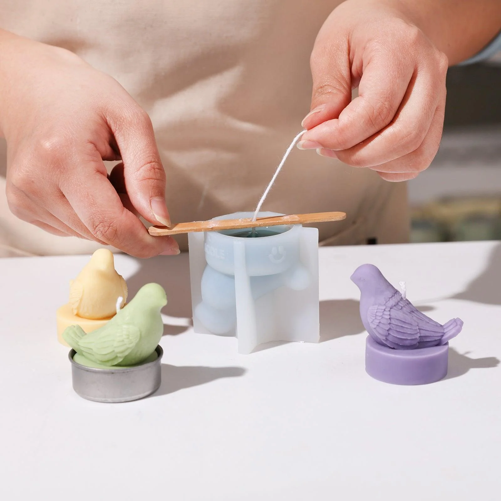 Mini Dove Birdy Tealight Candle Silicone Mold - Image 2