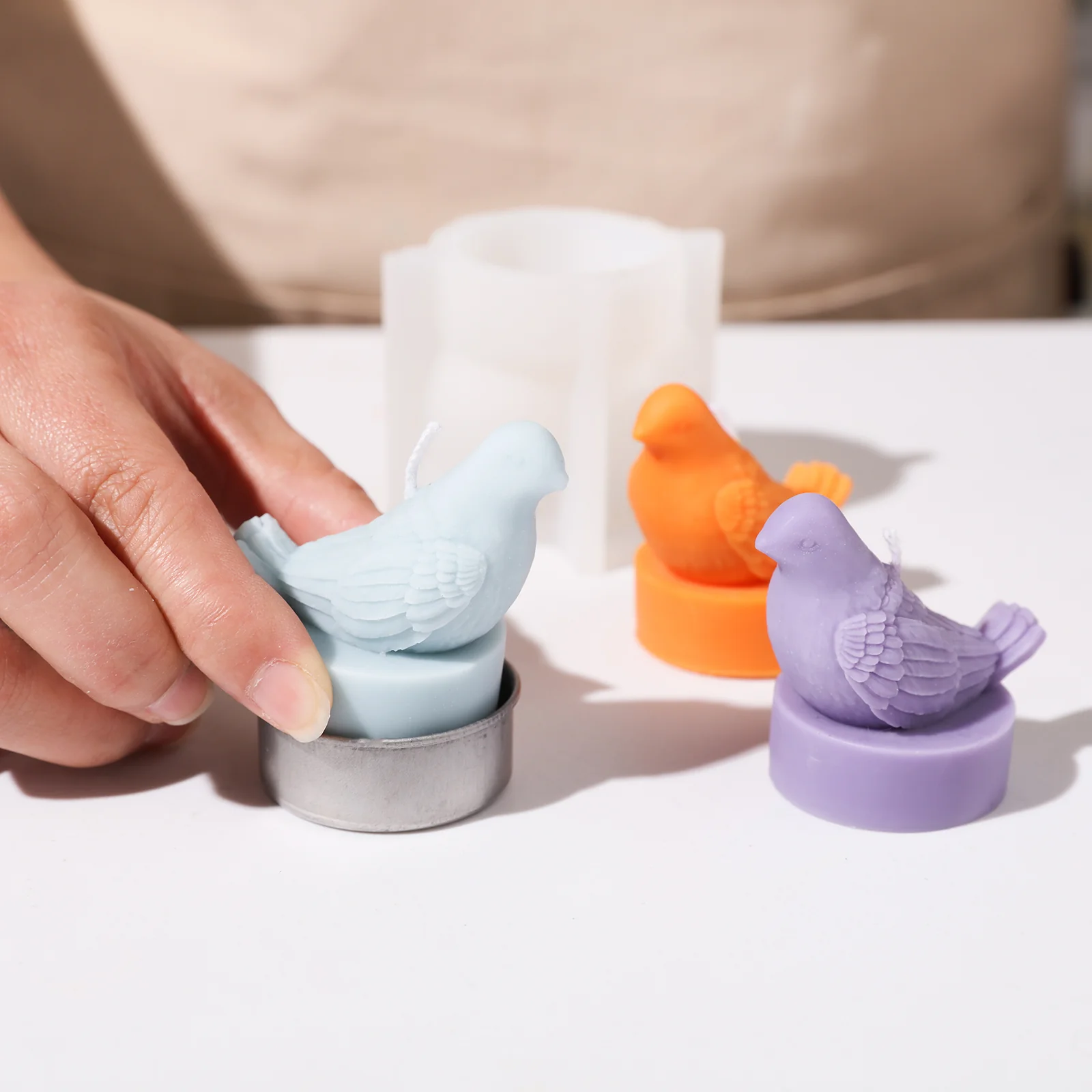 Mini Dove Birdy Tealight Candle Silicone Mold - Image 3