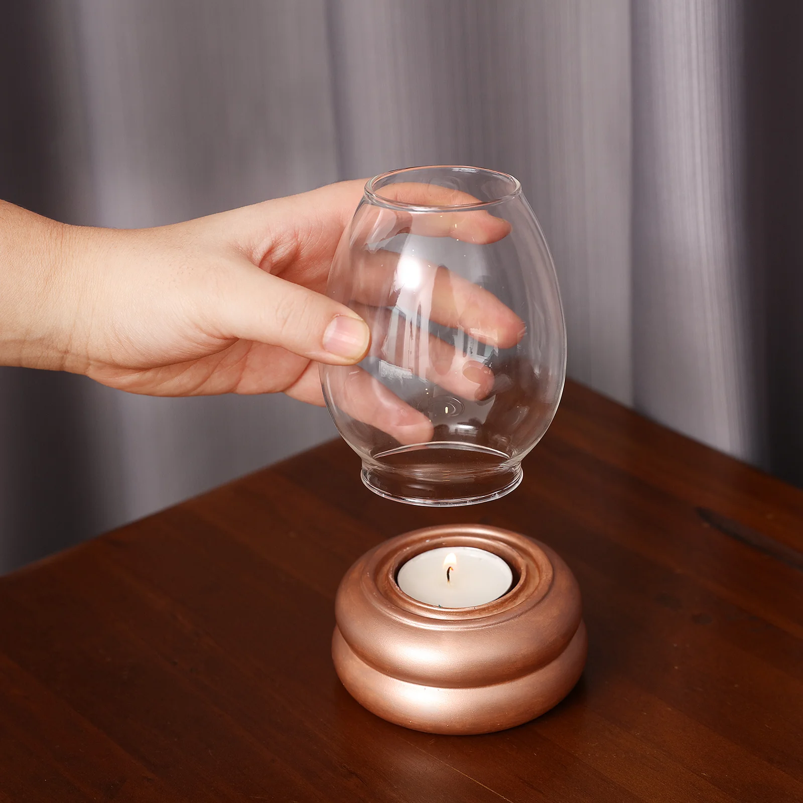 Windproof Glass Cover Tealight Holder Concrete Silicone Mold