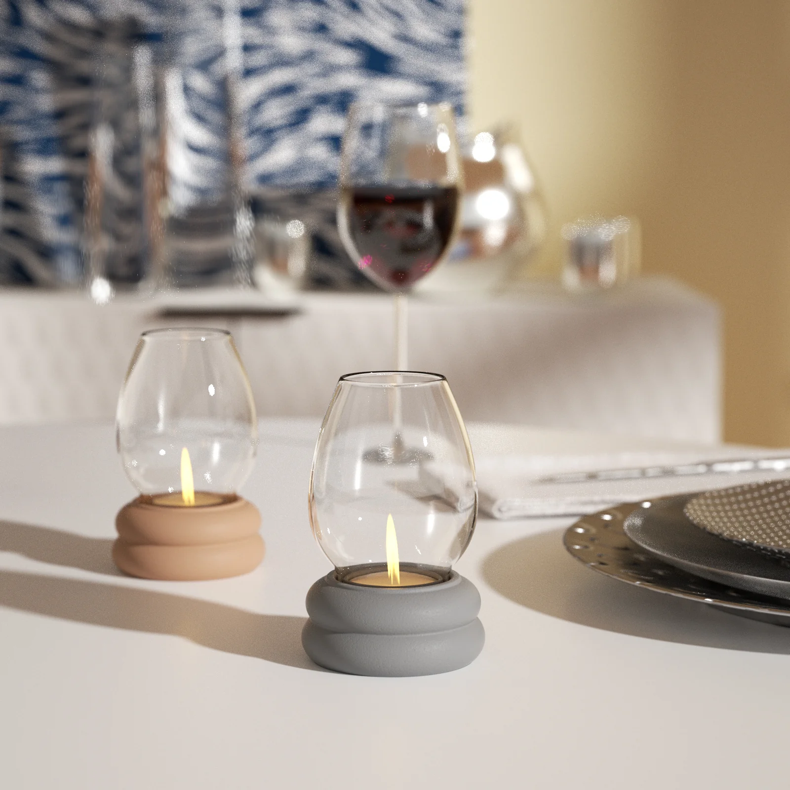 Windproof Glass Cover Tealight Holder Concrete Silicone Mold - Image 7