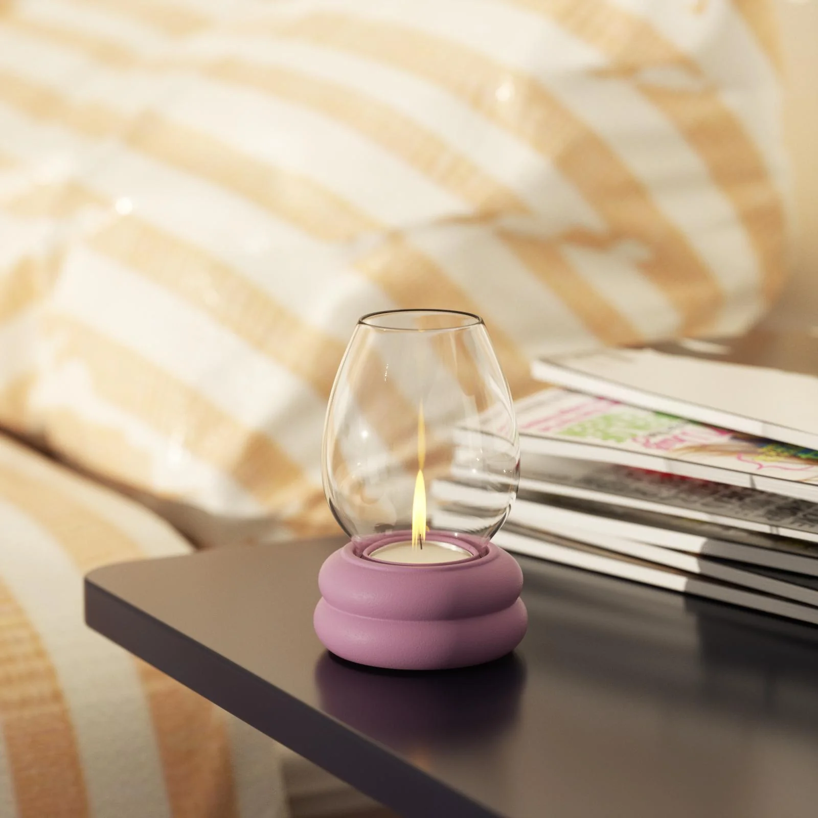 Windproof Glass Cover Tealight Holder Concrete Silicone Mold - Image 8
