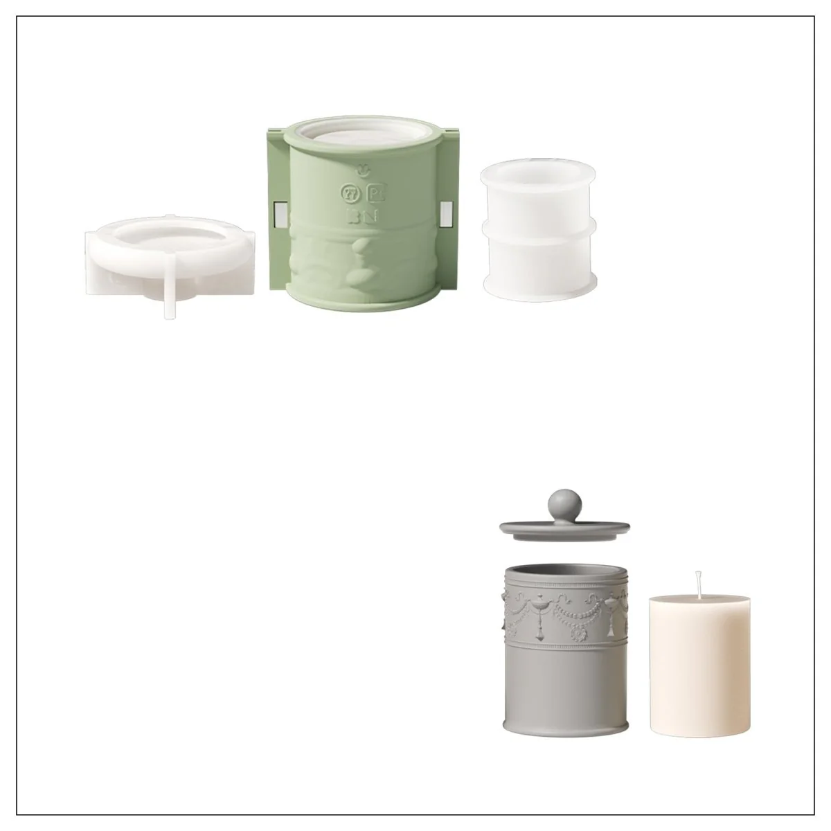 Traces of the Palace Candle Jar Silicone Mold & 9 oz Candle Refill Silicone Mold Collection - Image 11