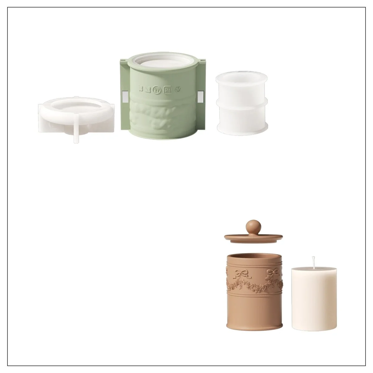 Traces of the Palace Candle Jar Silicone Mold & 9 oz Candle Refill Silicone Mold Collection - Image 12