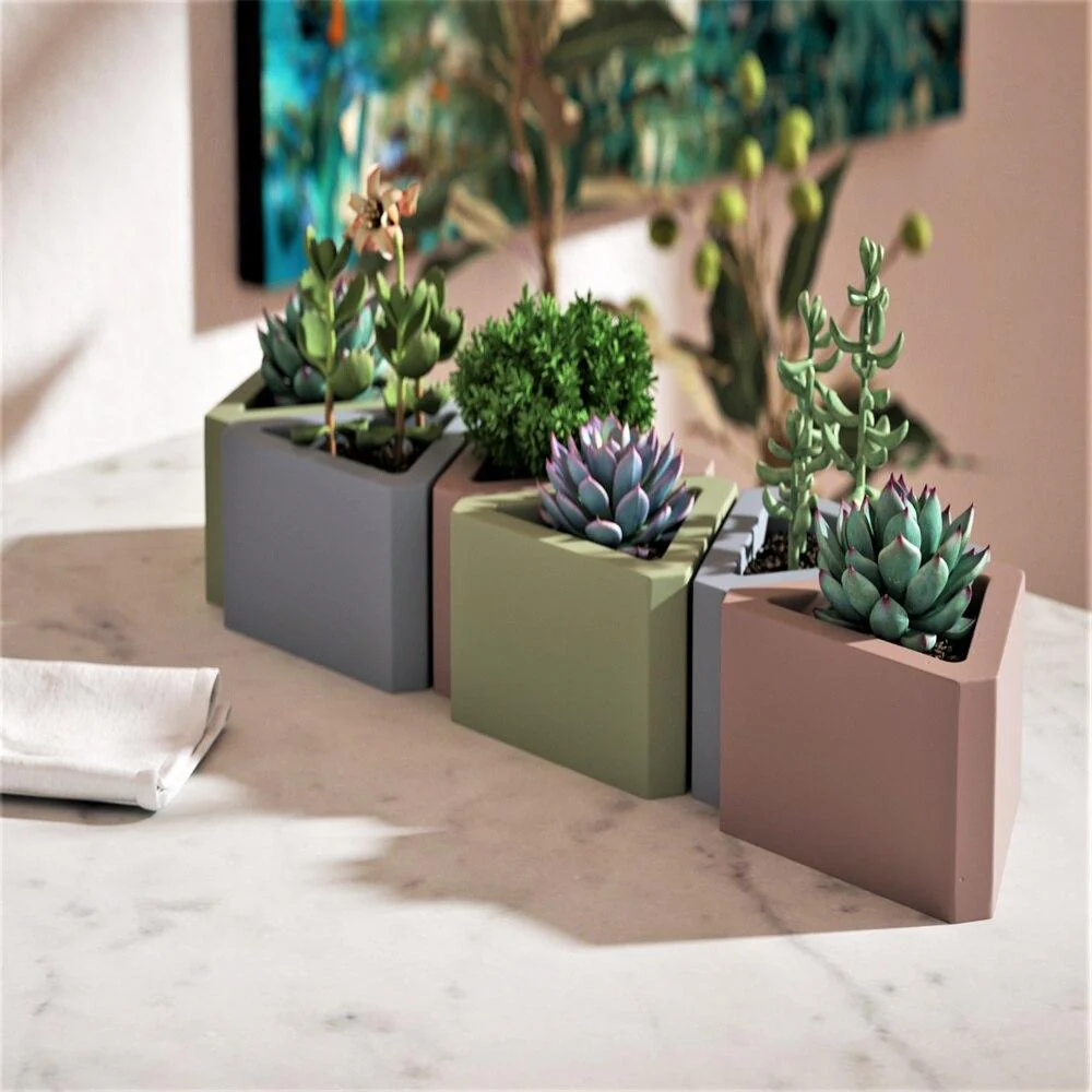 Triangle Concrete Succulent Pot Silicone Mold - Image 3