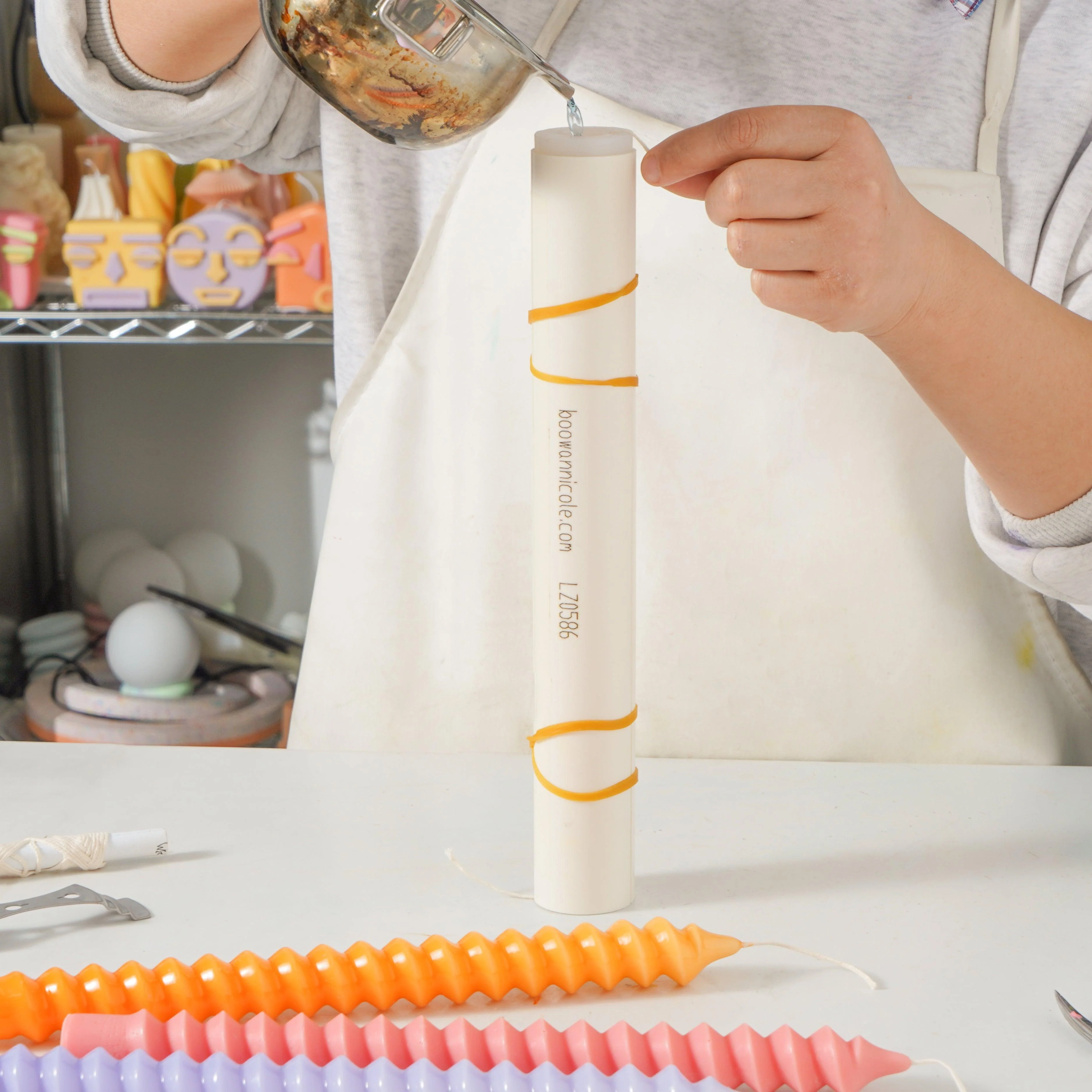 Naturally Spiral Long Taper Candle Silicone Mould - Image 2