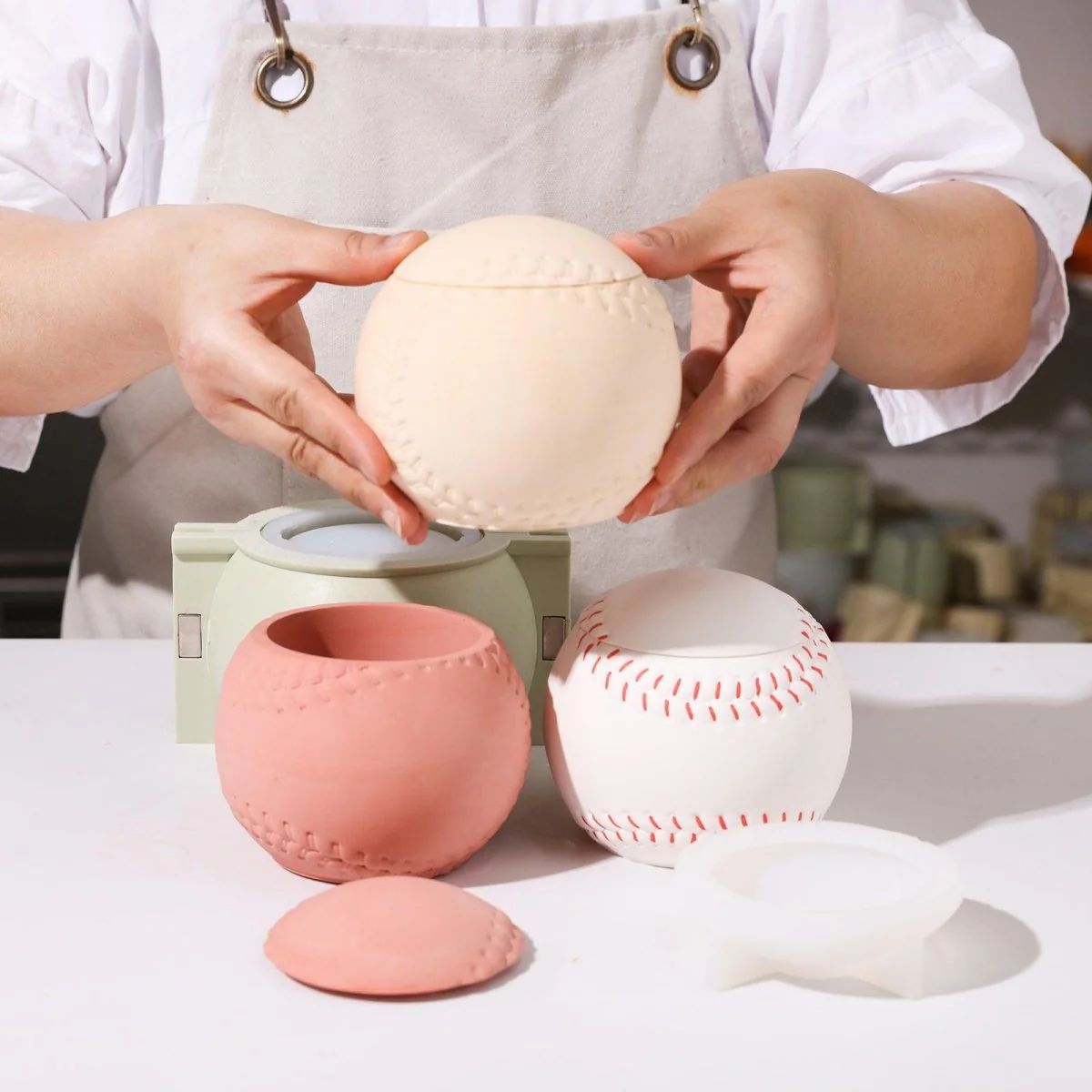 UP Vibe × Boowan Nicole ｜ Sports Series: 11oz Baseball Candle Jar Silicone Mold - Image 3