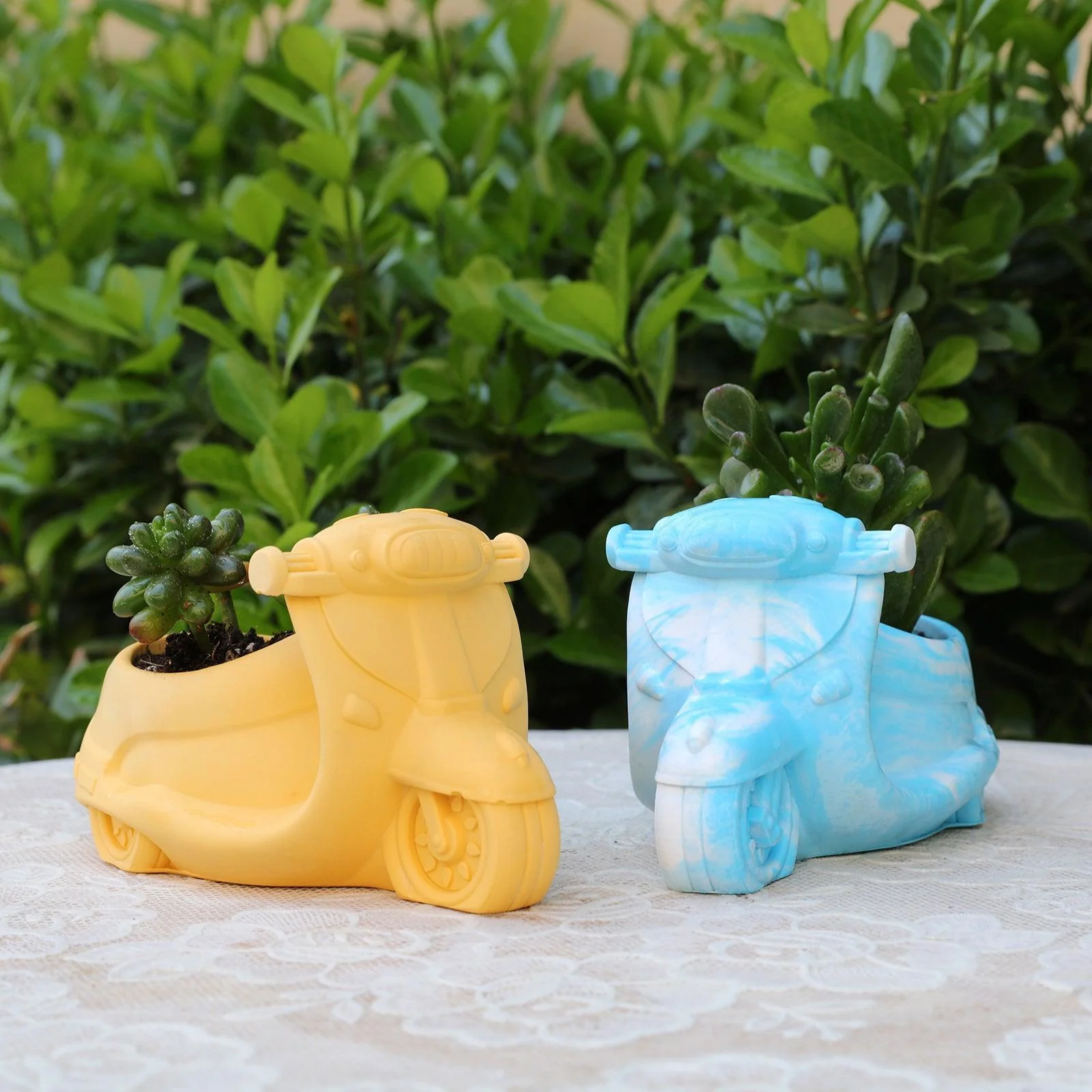 Italian Vintage Motorcycle Plant Pot Concrete Silicone Mold - Image 5