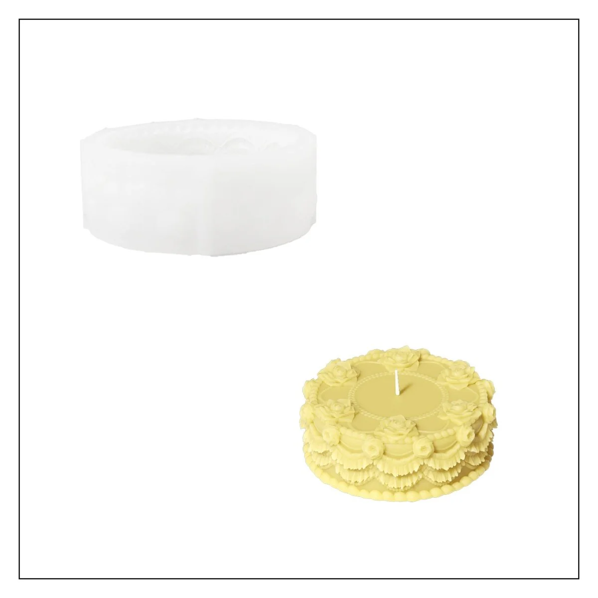 Floral Lace Wedding Cake Candle Silicone Mold - Image 10