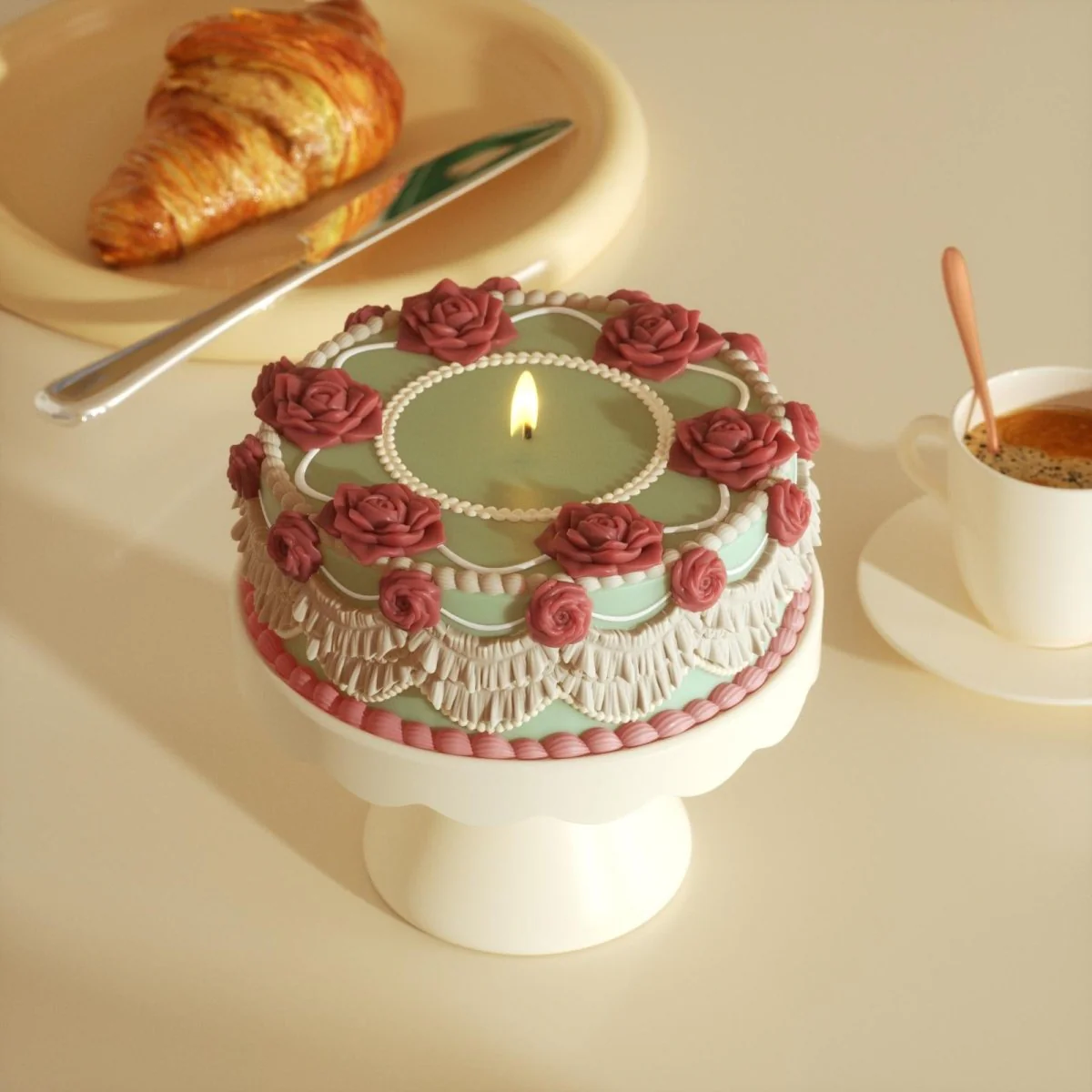 Floral Lace Wedding Cake Candle Silicone Mold - Image 5
