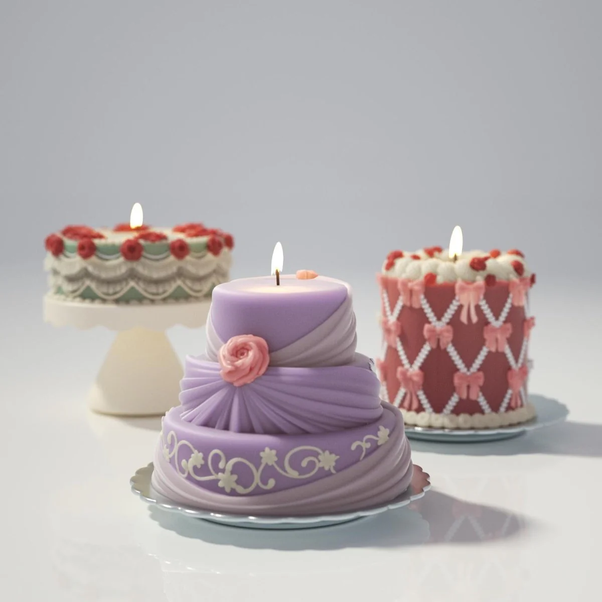 Three-Tier Rose Veil Wedding Cake Candle Silicone Mold - Image 8