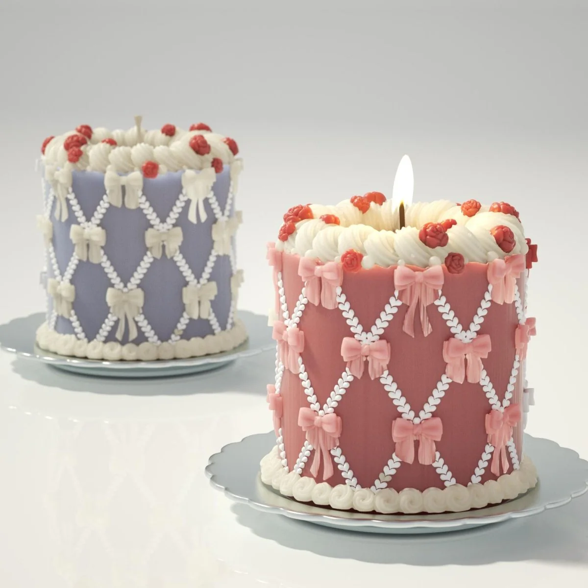 Rosy Ribbon Wedding Cake Candle Silicone Mold - Image 7