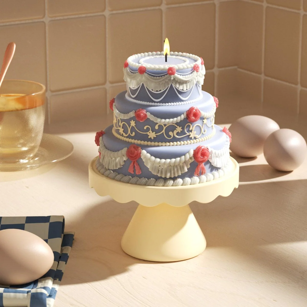 Three-tiered Elegant Rose Wedding Cake Candle Silicone Mold - Image 6