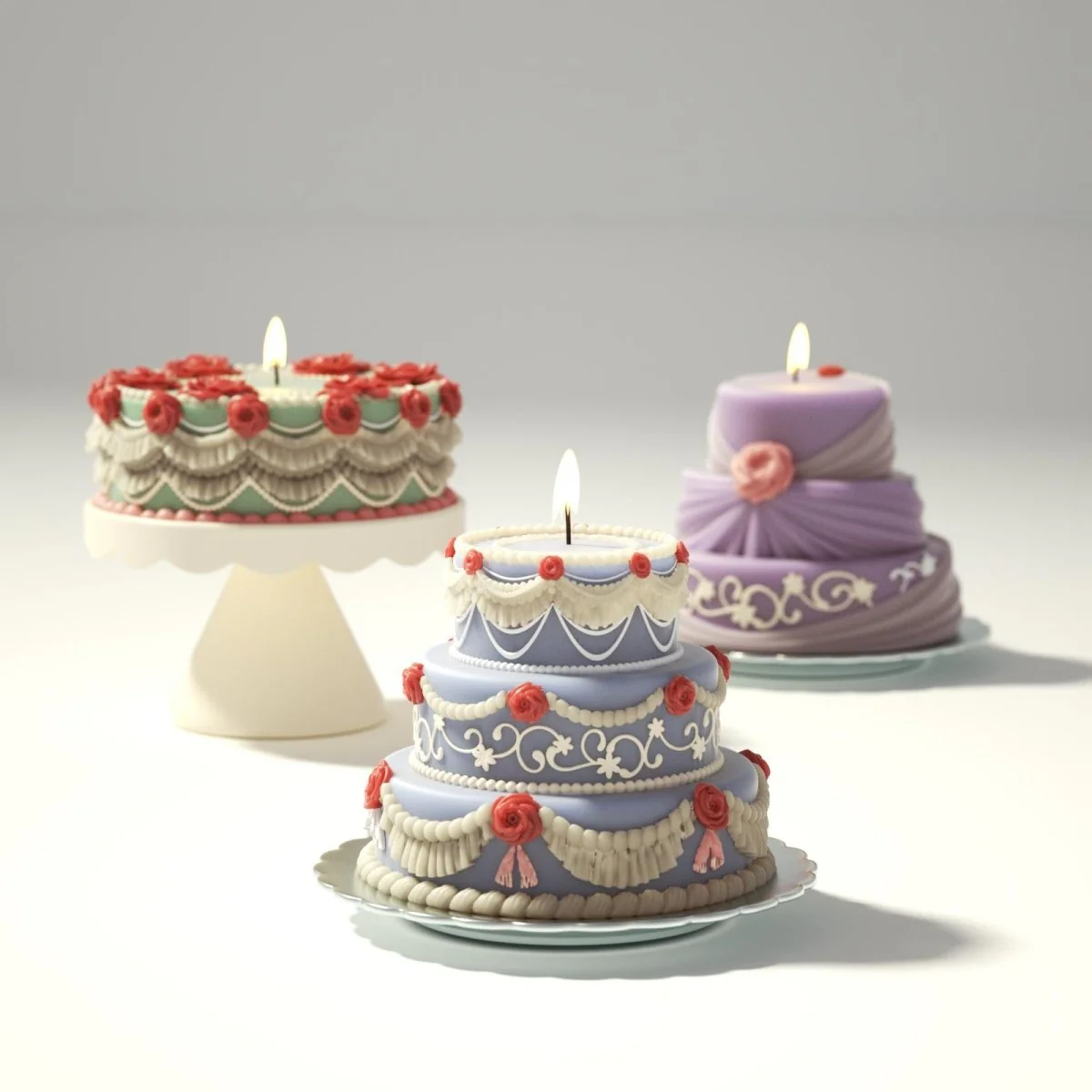 Three-tiered Elegant Rose Wedding Cake Candle Silicone Mold - Image 7