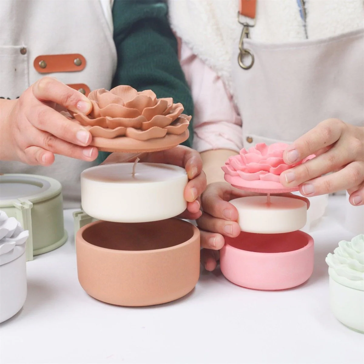 Whispers of Camellia Low Candle Jar Silicone Mold & Candle Refill Silicone Mold - Image 3