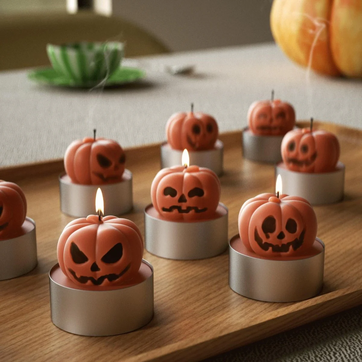 Ghostly Grin - Spooky Smile Pumpkin Tealight Candle Silicone Mold Collection for Halloween - Image 4