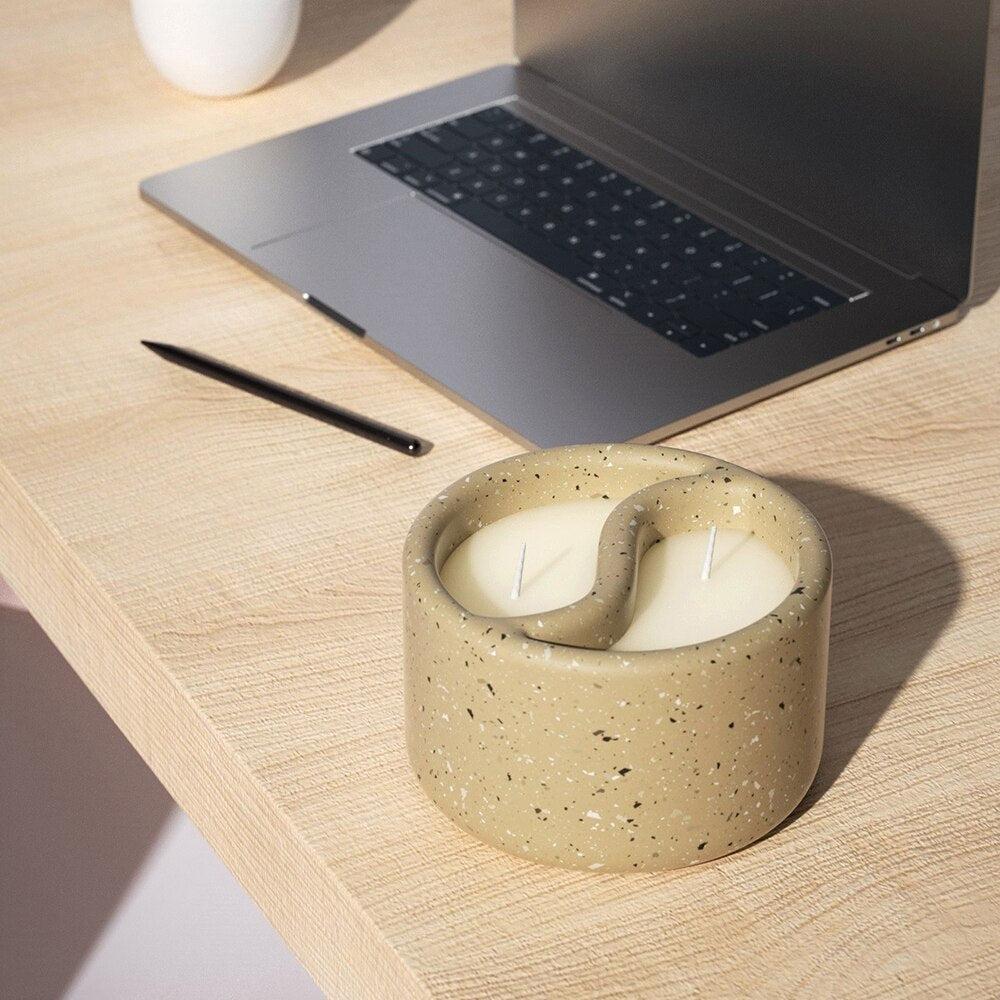 Yin Yang Concrete Candle Jar Silicone Mold - Image 3